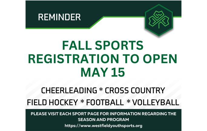 Fall Sports Registration to open May 15